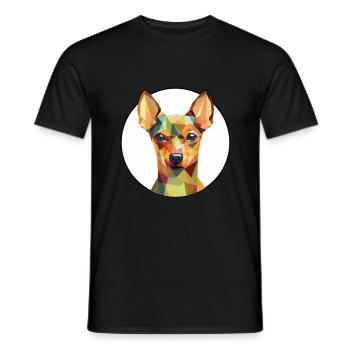 Miniatur Pinscher Hunderasse buntes Aquarell - Männer T-Shirt - Schwarz - Vorne - AI Model Male 178 light (178cm)