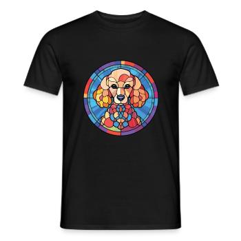 Pudel-Hunderasse Bunte Aquarell-Illustration - Männer T-Shirt - Schwarz - Vorne - AI Model Male 178 light (178cm)