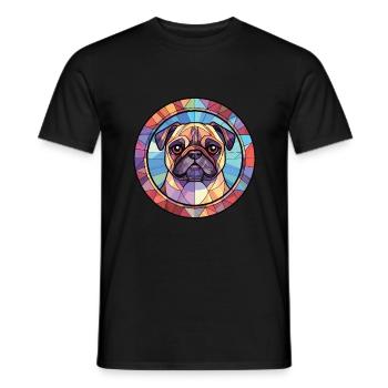 Mopshund Rasse bunte Aquarell-Illustration - Männer T-Shirt - Schwarz - Vorne - AI Model Male 178 light (178cm)