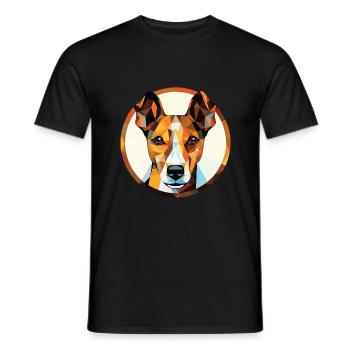 Glatte Foxterrier-Hunderasse buntes Aquarell - Männer T-Shirt - Schwarz - Vorne - AI Model Male 178 light (178cm)