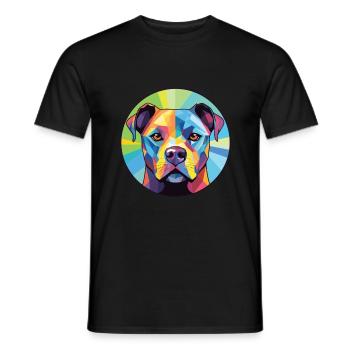Staffordshire Bullterrier Hunderasse Aquarell - Männer T-Shirt - Schwarz - Vorne - AI Model Male 178 light (178cm)