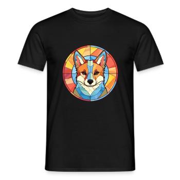 Illustration à l’aquarelle de race de chien suédois Vallhund - T-shirt homme - noir - Devant - AI Model Male 178 light (178cm)