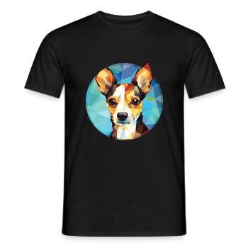 Jouet Fox Terrier chien race aquarelle Illustration - T-shirt homme - noir - Devant - AI Model Male 178 light (178cm)
