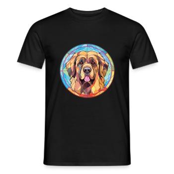 Leonberger Dog Breed Watercolor Glass Illustration - Men's T-Shirt - black - Front - AI Model Male 178 light (178cm)
