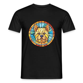 Norwich Terrier Hunderasse Aquarell Illustration - Männer T-Shirt - Schwarz - Vorne - AI Model Male 178 light (178cm)