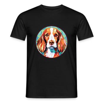 Welsh Springer Spaniel Dog Breed Watercolor Glass - Men's T-Shirt - black - Front - AI Model Male 178 light (178cm)