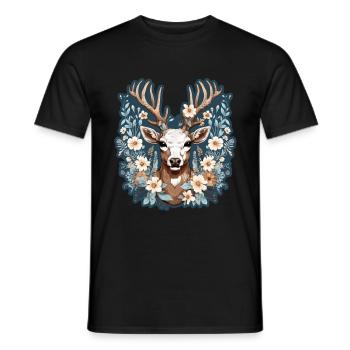 Fleurs de cerf - T-shirt homme - noir - Devant - AI Model Male 178 light (178cm)