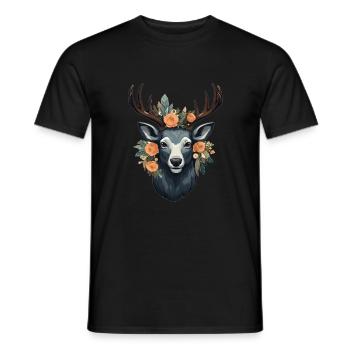 Fleurs de cerf - T-shirt homme - noir - Devant - AI Model Male 178 light (178cm)