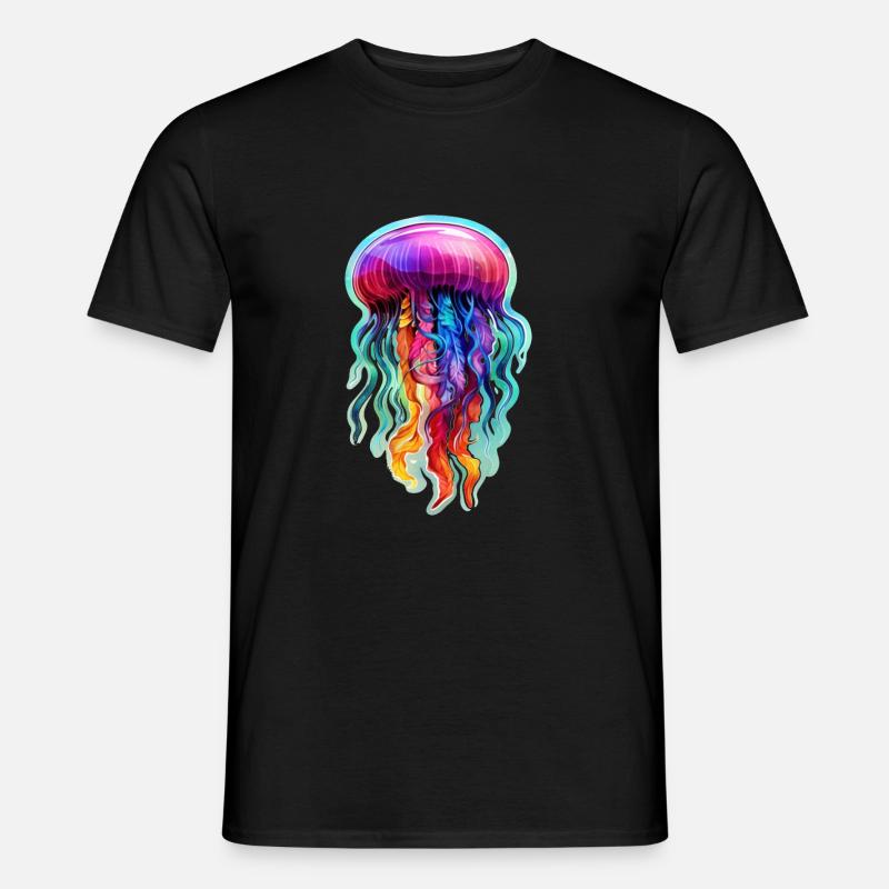 Bunte Qualle - Männer T-Shirt - Schwarz