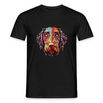 German Wirehaired Pointer Dog Breed Watercolor - Men's T-Shirt - black - Front - AI Model Male 178 light (178cm)