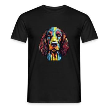 German Longhaired Pointer Dog Breed Watercolor - Men's T-Shirt - black - Front - AI Model Male 178 light (178cm)