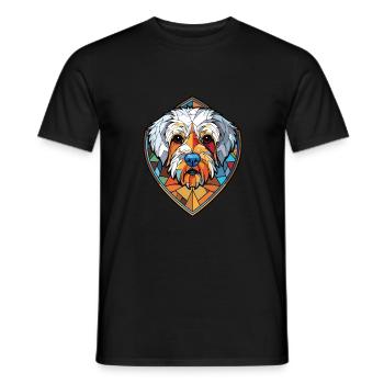 Dandie Dinmont Terrier chien race aquarelle verre - T-shirt homme - noir - Devant - AI Model Male 178 light (178cm)
