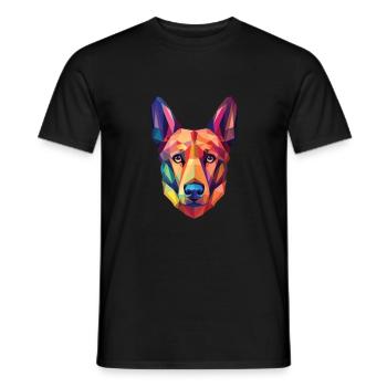 Tchécoslovaque Vlcak chien race verre aquarelle - T-shirt homme - noir - Devant - AI Model Male 178 light (178cm)