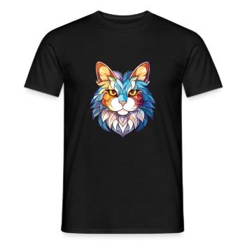 Ragamuffin chat coloré aquarelle illustration - T-shirt homme - noir - Devant - AI Model Male 178 light (178cm)