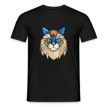 Ragdoll Cat Breed Illustration aquarelle colorée - T-shirt homme - noir - Devant - AI Model Male 178 light (178cm)