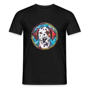 Dalmatiner Hund Rasse Aquarell Glas Illustration - Männer T-Shirt - Schwarz - Vorne - AI Model Male 178 light (178cm)
