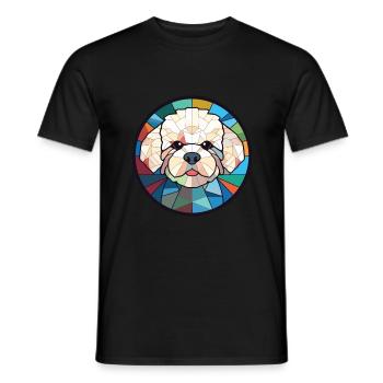 Bichon frisé chien race aquarelle Illustration - T-shirt homme - noir - Devant - AI Model Male 178 light (178cm)