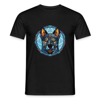 Schwarzes norwegischer Elchhund Hunderasse Aquarell - Männer T-Shirt - Schwarz - Vorne - AI Model Male 178 light (178cm)