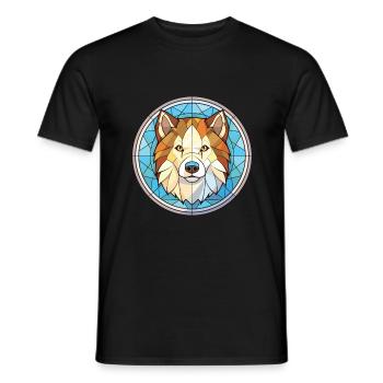 Illustration à l’aquarelle de race de chien esquimau canadien - T-shirt homme - noir - Devant - AI Model Male 178 light (178cm)