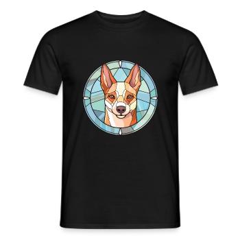 Carolina Dog Breed aquarelle Illustration sur verre - T-shirt homme - noir - Devant - AI Model Male 178 light (178cm)