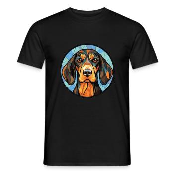 Austrian Black And Tan Hound Dog Breed Watercolor - Men's T-Shirt - black - Front - AI Model Male 178 light (178cm)