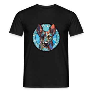 Dutch Shepherd Dog Breed Watercolor Illustration - Men's T-Shirt - black - Front - AI Model Male 178 light (178cm)