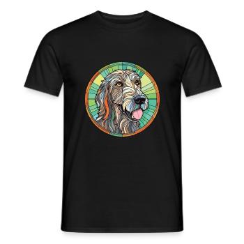 Irish Wolfhound chien race aquarelle Illustration - T-shirt homme - noir - Devant - AI Model Male 178 light (178cm)