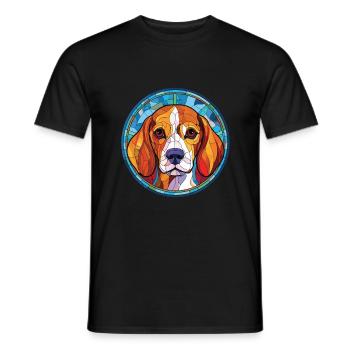 Kerry Beagle Dog Breed Watercolor Illustration - Men's T-Shirt - black - Front - AI Model Male 178 light (178cm)