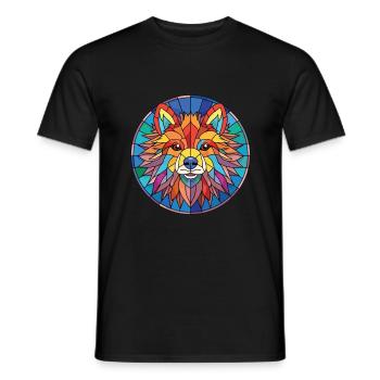 Indischer Spitz Hunderasse Aquarell Illustration - Männer T-Shirt - Schwarz - Vorne - AI Model Male 178 light (178cm)