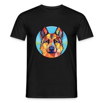 Karst Shepherd Dog Breed Watercolor Illustration - Men's T-Shirt - black - Front - AI Model Male 178 light (178cm)