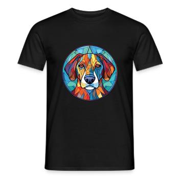 Kintamani chien race aquarelle verre Illustration - T-shirt homme - noir - Devant - AI Model Male 178 light (178cm)