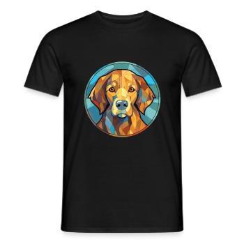 Hovawart chien race aquarelle verre Illustration - T-shirt homme - noir - Devant - AI Model Male 178 light (178cm)