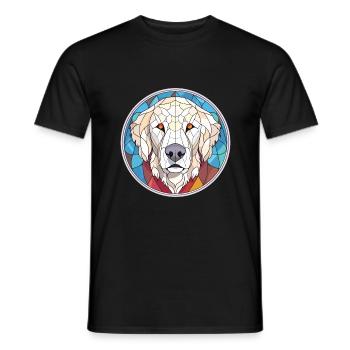 Kuvasz chien race coloré aquarelle illustration - T-shirt homme - noir - Devant - AI Model Male 178 light (178cm)