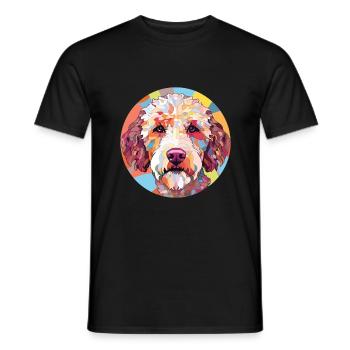 Lagotto Romagnolo Dog Breed Colorful Watercolor - Men's T-Shirt - black - Front - AI Model Male 178 light (178cm)