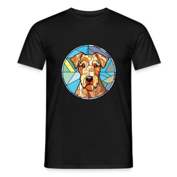 Lakeland Terrier chien race aquarelle Illustration - T-shirt homme - noir - Devant - AI Model Male 178 light (178cm)