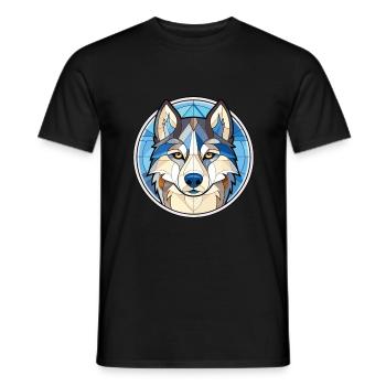 Siberian Husky Hunderasse Aquarell Illustration - Männer T-Shirt - Schwarz - Vorne - AI Model Male 178 light (178cm)