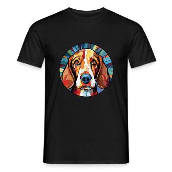 Smaland chien chien race aquarelle illustration - T-shirt homme - noir - Devant - AI Model Male 178 light (178cm)