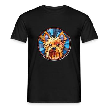 Silky Terrier chien race aquarelle Illustration - T-shirt homme - noir - Devant - AI Model Male 178 light (178cm)
