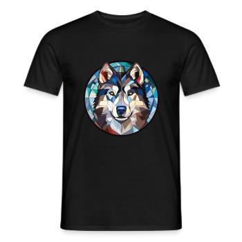 Siberian Husky Hunderasse Aquarell Illustration - Männer T-Shirt - Schwarz - Vorne - AI Model Male 178 light (178cm)