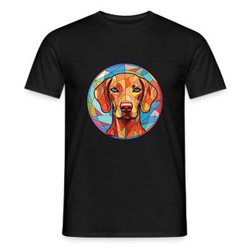 Vizsla race de chien coloré aquarelle Illustration - T-shirt homme - noir - Devant - AI Model Male 178 light (178cm)