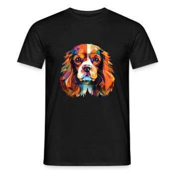 Cavalier King Charles Spaniel chien race aquarelle - T-shirt homme - noir - Devant - AI Model Male 178 light (178cm)