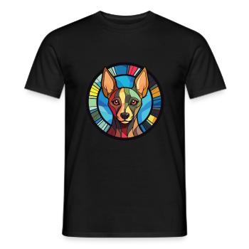 Inca haarlose Hunderasse Aquarell Illustration - Männer T-Shirt - Schwarz - Vorne - AI Model Male 178 light (178cm)