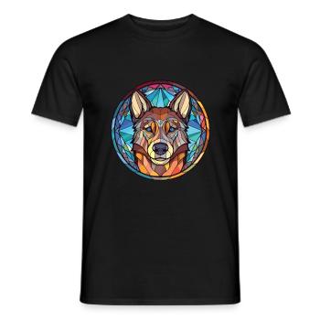 Tamaskan Dog Breed Watercolor Glass Illustration - Men's T-Shirt - black - Front - AI Model Male 178 light (178cm)