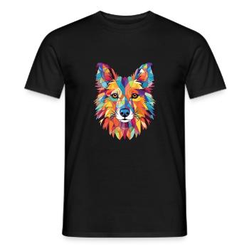Indischer Spitz Hunderasse Aquarell Illustration - Männer T-Shirt - Schwarz - Vorne - AI Model Male 178 light (178cm)