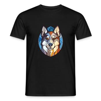Husky Nur Hunderasse Aquarellglas Illustration - Männer T-Shirt - Schwarz - Vorne - AI Model Male 178 light (178cm)