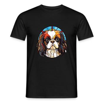 Japanese Chin Dog Breed Watercolor Illustration - Men's T-Shirt - black - Front - AI Model Male 178 light (178cm)