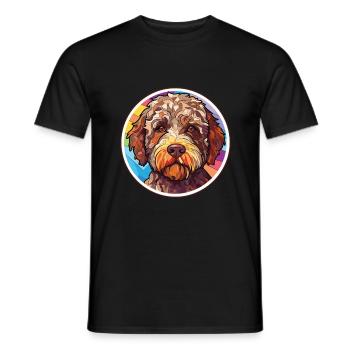 Lagotto Romagnolo Water Dog Breed Watercolor Glass - Men's T-Shirt - black - Front - AI Model Male 178 light (178cm)
