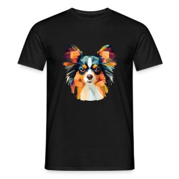 Papillon Continental Toy Spaniel chien aquarelle - T-shirt homme - noir - Devant - AI Model Male 178 light (178cm)
