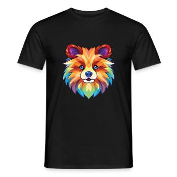 Pomeranian Spitz Hunderasse Aquarell Illustration - Männer T-Shirt - Schwarz - Vorne - AI Model Male 178 light (178cm)