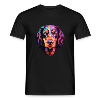 Munsterlander grand chien race aquarelle colorée - T-shirt homme - noir - Devant - AI Model Male 178 light (178cm)